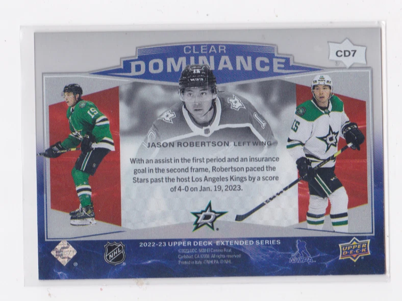 2022-23 EXTENDED SERIES CLEAR DOMINANCE INSERT JASON ROBERTSON #CD7 DALLAS STARS - Image 2 of 2