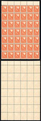 Nouvelle Zélande SG580c 2d Orange Multiple Wmk Line Perf 14 Bloc de 42 Cat 1260++ vente