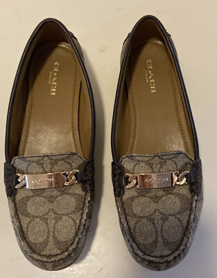 COACH NEW YORK WOMEN LOAFER FLAT SHOE A00261 Sz 6B GOLD TONE