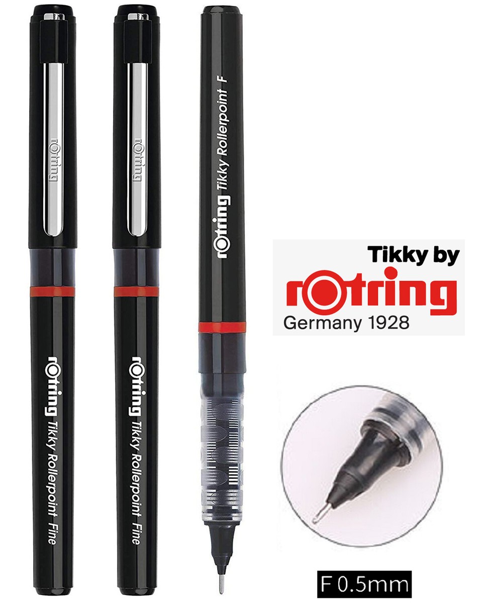 x rOtring Tikky Rollerpoint Ballpoint Pens Black Ink Fine Nib