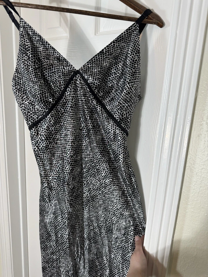 Vestido sin Mangas Jones New York Y2k M Maxi Noche Babydoll Cintura Imperio Negro Blanco Foto 4 de 4