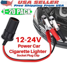 Car Battery Alligator Clamp Cable Clip Cigarette Lighter Adapter Socket 12V Lot