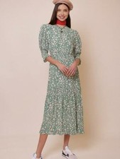 BNWT Rixo Petal Dress Clover Emerald Tiered Midi Dress Sz M L XL 2XL