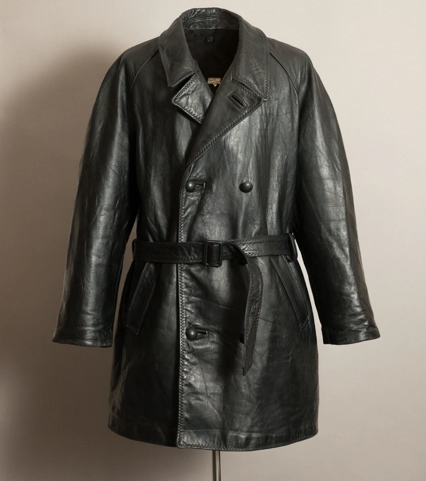 Chaqueta de cuero vintage de los oficiales de policía italianos de los años 40 Foto 2 de 4