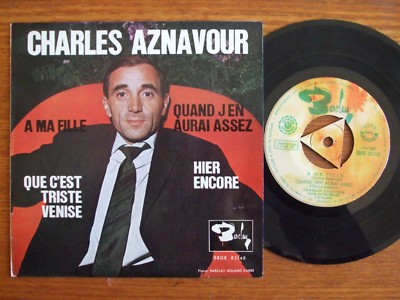 EP VINYL 45T CHARLES AZNAVOUR QUE C'EST TRISTE VENEDIG PRESSAGE SPANIEN SPAIN EX