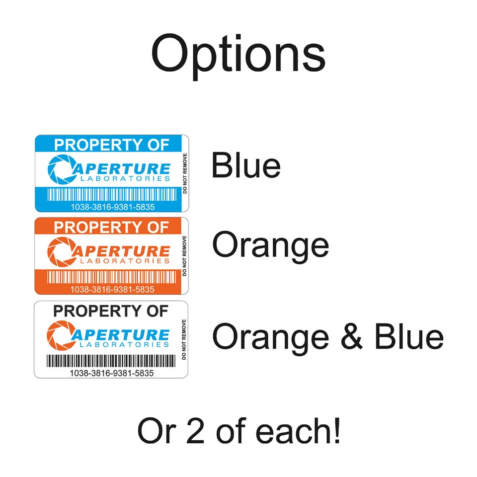 Aperture Laboratories Asset Tags Vinyl Decal StickerLabs laptop window tumbler - Image 4 of 4