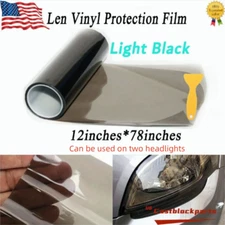 12"X78" Gloss Light Black Smoke Headlight Taillight Fog Light Vinyl Tint Film