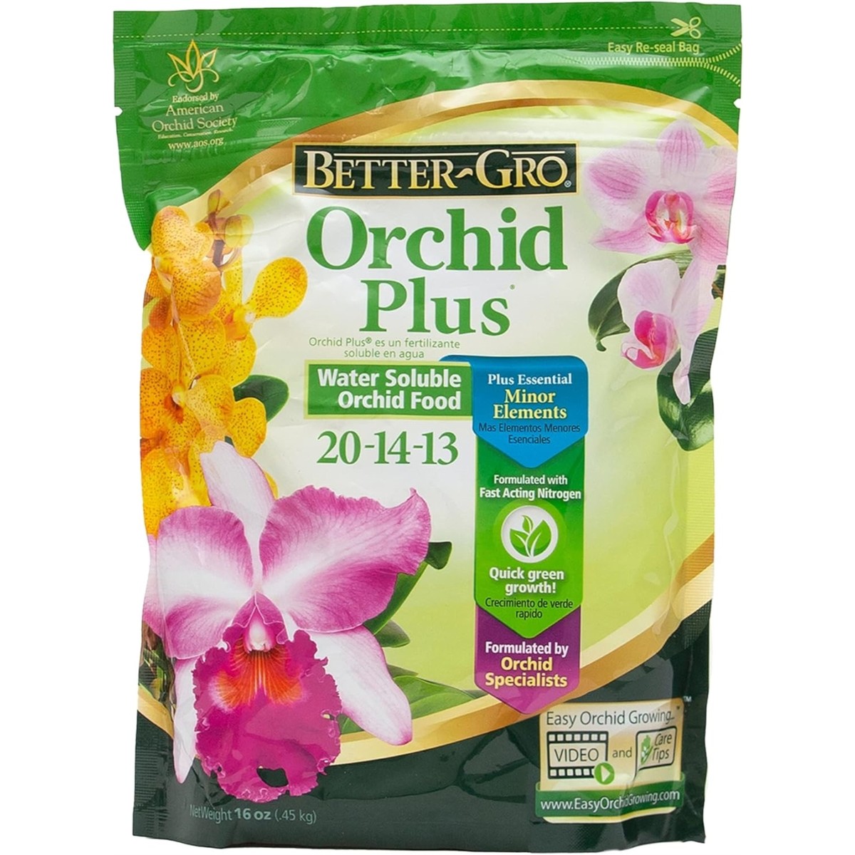 Better-Gro Orchid Plus 20-14-13 - Urea-Free Orchid Fertilizer 16oz