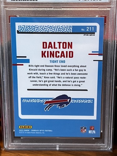 2023 DONRUSS OPTIC DALTON KINCAID PINK Prizm RATED ROOKIE RC #211 PSA 8🏈 - Picture 3 of 3