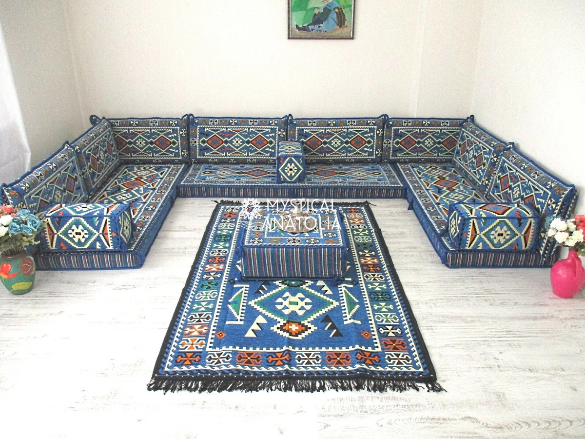 Ethnic Anatolian Floor Seating Sofa, Floor Cushions, Arabic Sofa