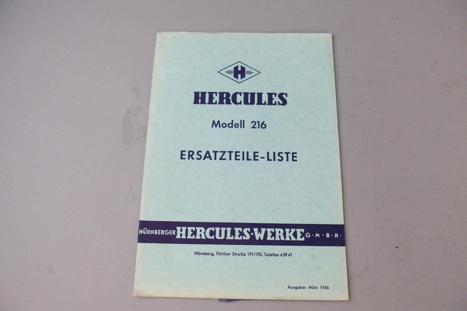 orig. Hercules 216 Ersatzteile Liste - bebildert! 1956