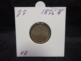 Silbermünze Deutsches Reich 50 Pfennig 1876 A VZ im Rähmchen SQ1773