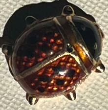 LADYBUG TIE TACK/PIN~18K GOLD~ENAMEL SHELL~EXCELLENT