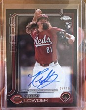 Topps Chrome Black Refractor Rhett Lowder Rookie Autograph Reds Serial # 7/10