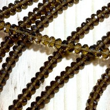 Czech Glass Rondelle Spacer Beads 4x7mm Smoked Topaz tire/donut beads 42pcs J792