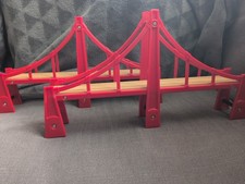 Wooden Railway BRIO 33683 Double Suspension Train Bridge Set | Red Rail Bridges