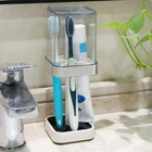 1pc Toothbrush Holder With Cup Toothpaste Stand Storage Bathroom Organizer