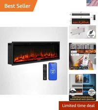50 Inch Electric Fireplace Heater, Compatible with Alexa & Google Home, Wall ...