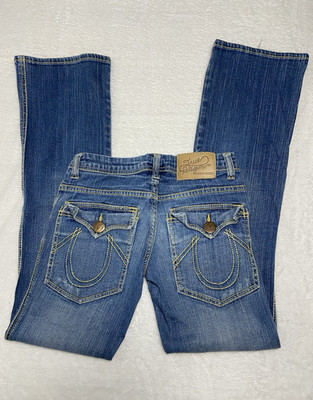 True Religion Women s Bootcut Jeans Slim Fit Medium Wash Low Rise Blue Denim