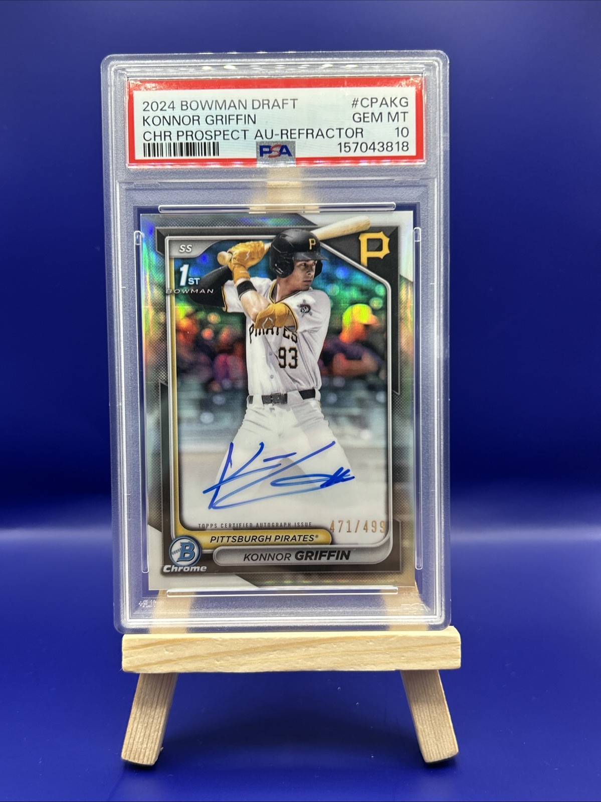 2024 Bowman Draft Chrome Autographs Konnor Griffin #CPA-KG Refractor /499 PSA 10