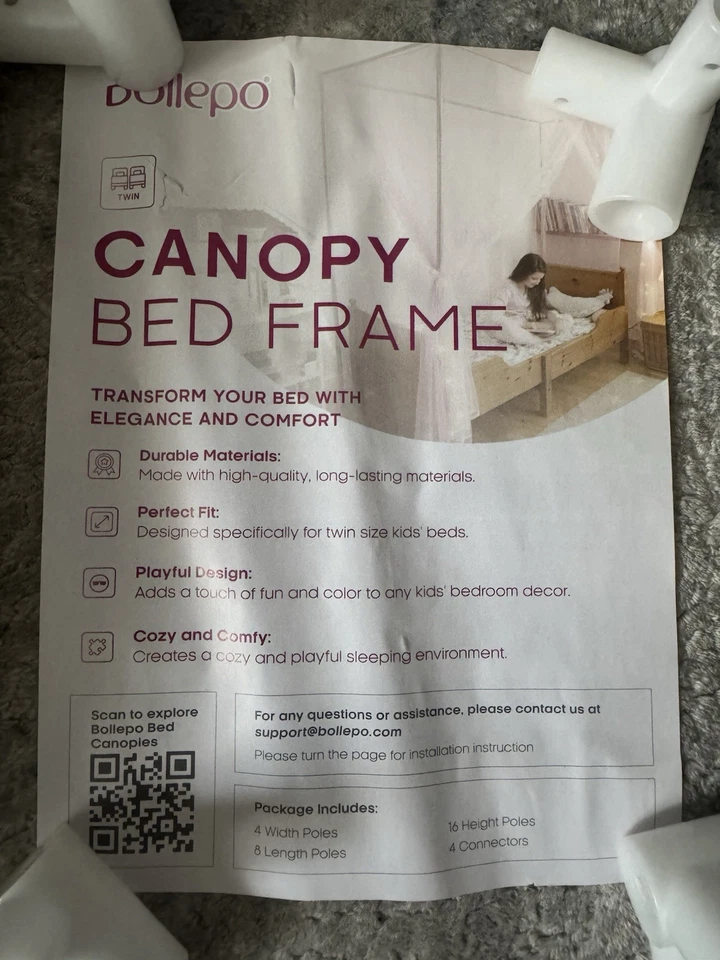 Poste de estrutura de cama dossel premium para camas de solteiro, postes de metal aprimorados, Four Co - Imagem 3 de 4