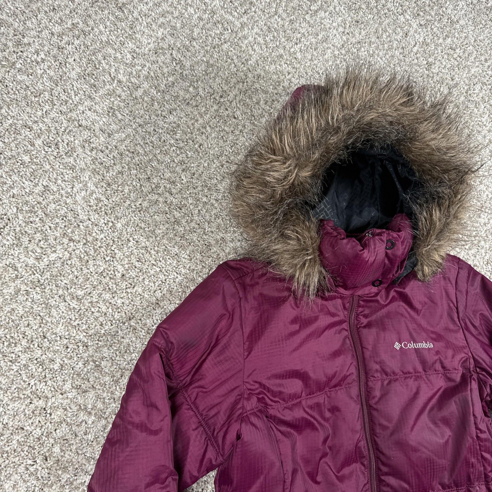 Columbia Jacket Womens Small Purple Faux Fur Hood Puffer Insulated Winter Coat thumbnail 4