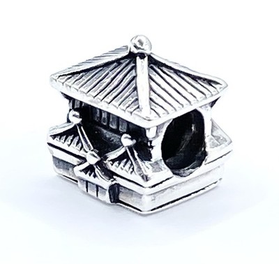 Vintage Sterling Silver Designer Hallmarked Chinese Japanese Temple Slide Bead