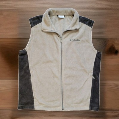Columbia Mens Size L Tan Fleece Vest Full Zip Jacket Coat