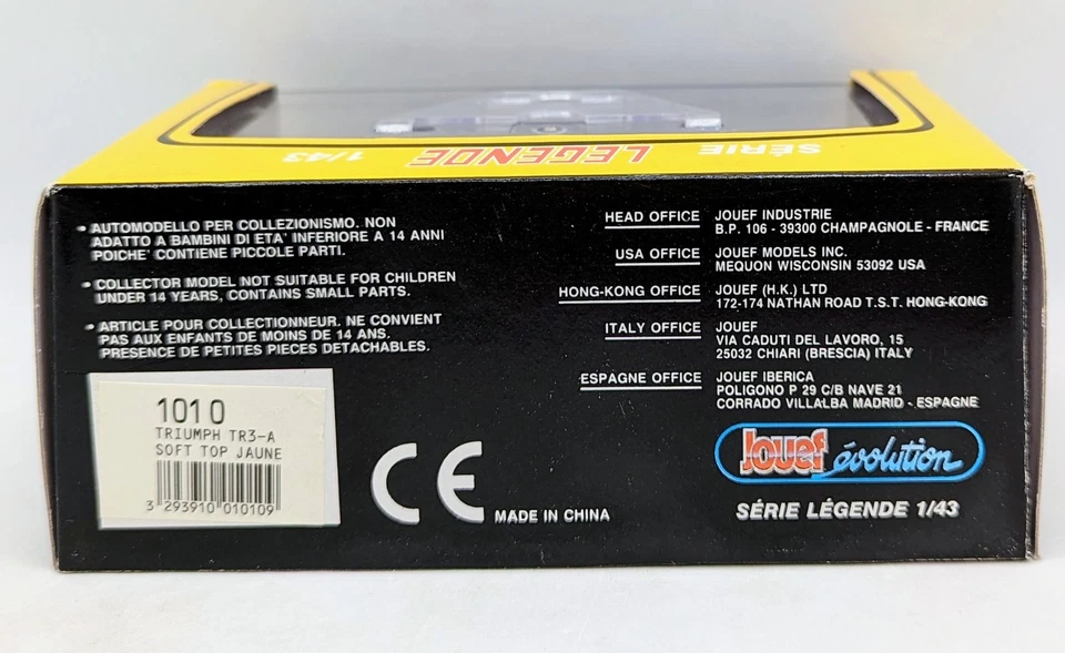 Jouef Evolution Legend Triumph TR3-A capota macia amarelo amarelo 1/43 #1010 - Imagem 4 de 4