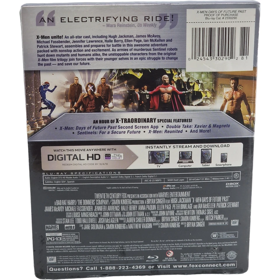 x-Men: Days of Future Past Steelbook Blu-Ray Hugh Jackman 2016 Region A - Image 3 of 4