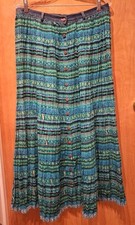 St. John's Bay M 12 Crinkle Cotton Long Skirt Button Front Turquoise Broomstick