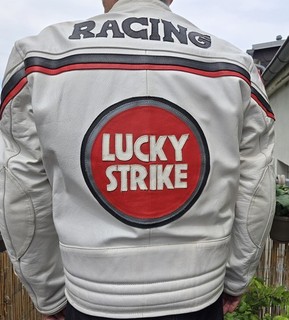 Motorrad Jacke weiß Lucky Strike Vollleder wie neu Gr XXL