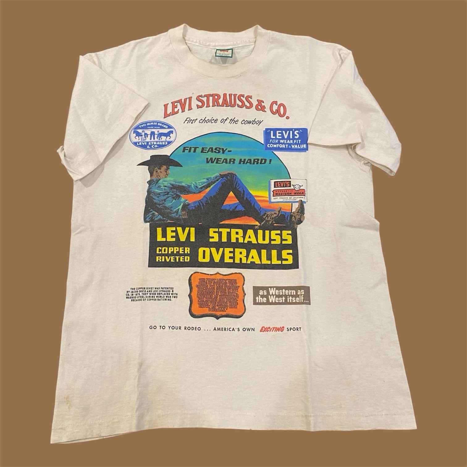 Vintage 90s Levi’s Strauss Big E Denim Jeans Deadstock Rare Promo T Shirt Medium
