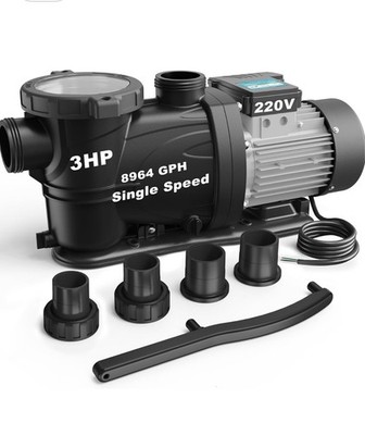 Vidapool SPR300-HV 3HP 220V Single-Speed Swimming Pool Pump for In-Ground