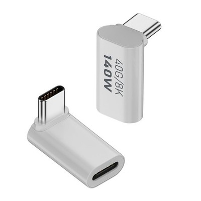2 PCS 140W Positive Bend 90Angle USB4.0 C Adapter 40Gbps 8K@60Hz Type C