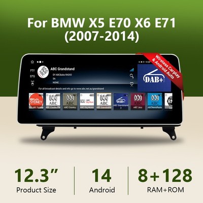 12.3'' Autoradio Carplay Android 14 64G GPS Android DSP Für BMW X5 E70 X6 E71 CCC