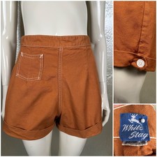 Vintage 1950's WHITE STAG Orange Canvas Cotton Sail Cloth Shorts Highwaisted XS