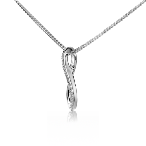 Diamond Necklace Sterling Silver Natural Gemstone Eternal Loop Pendant Boxed - Picture 9 of 12