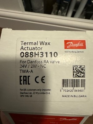 6x Danfoss Thermischer Stellantrieb TWA-A NC 24V RA Gehäuse NEU