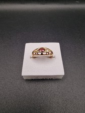 Antique 18ct Gold Garnet Diamond Ring Old Rose Cut Diamonds Size K