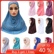 Muslim One Piece Women Turban Pull On Ready Scarf Hijab Instant Wraps Headscarf