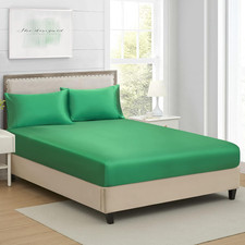 King Silk Satin Fitted Sheet, Soft Deep Pocket Single Bottom Bed Sheets Sold Se