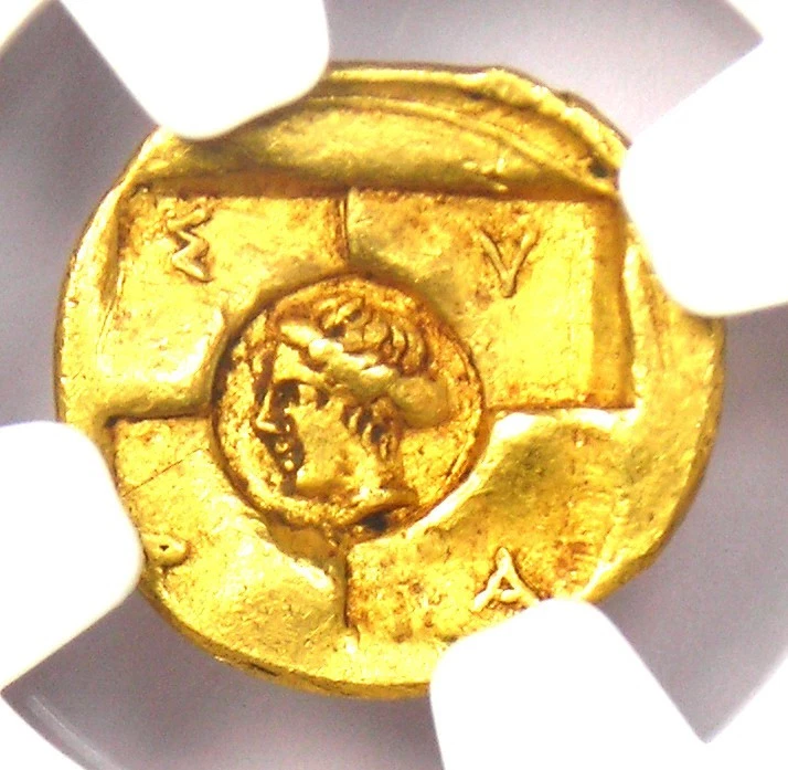 Moneda Sicilia Siracusa Oro AV 20 Litrai Tetradracma Dionisio 406 A.C. - NGC Ch VF Foto 4 de 4