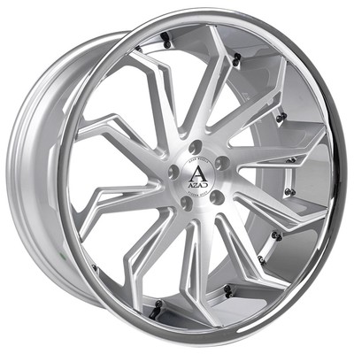 F20x9/R20x10.5''Staggered Azad Wheels AZ1101 Semi Brushed with Chrome SS Lip Rims