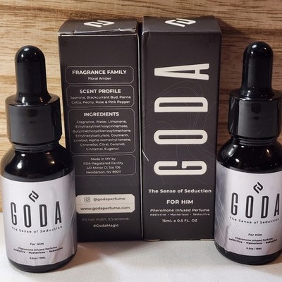 Set Of 2 Goda Pheromone Infused For Him- The Sense Of Seduction .5 Fl Oz ea