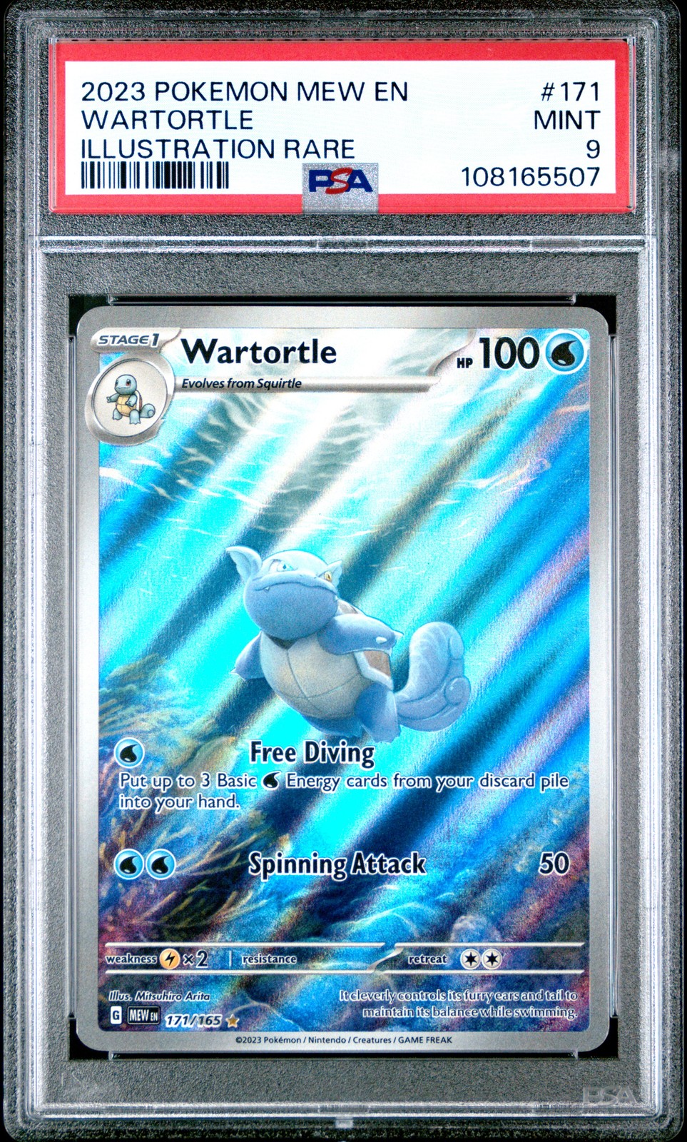 2023 POKEMON MEW EN-151 ILLUSTRATION RARE #171 WARTORTLE PSA 9
