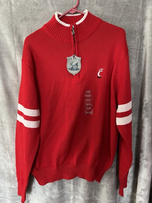 #ad Cincinnati Bearcats Quarter Zip Sweater Red Long Sleeve XL New With Tags $16.09