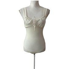 Reformation Nina Ruched Bodysuit in White Size XS