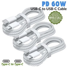 60W PD Dual USB-C Fast Charging Cable Type-C Cord for iPhone Air/17/16/15Pro Lot
