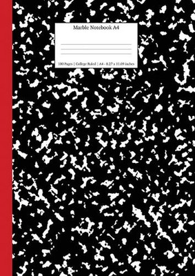 Marble Notebook A4: Black and Red Spine College Ruled Journal by Young Dreamers 